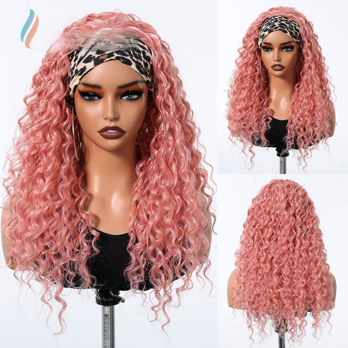 Peluca con diadema y rizos africanos