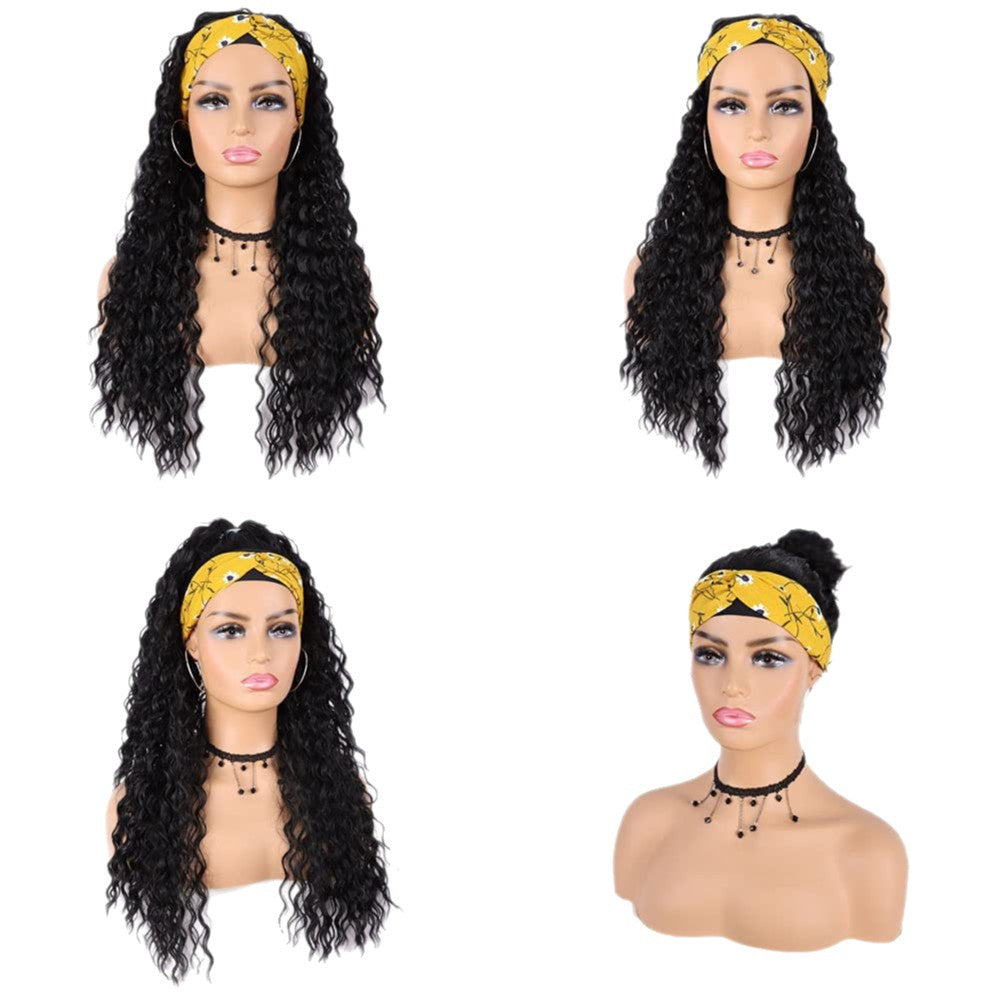 Peluca con diadema y rizos africanos
