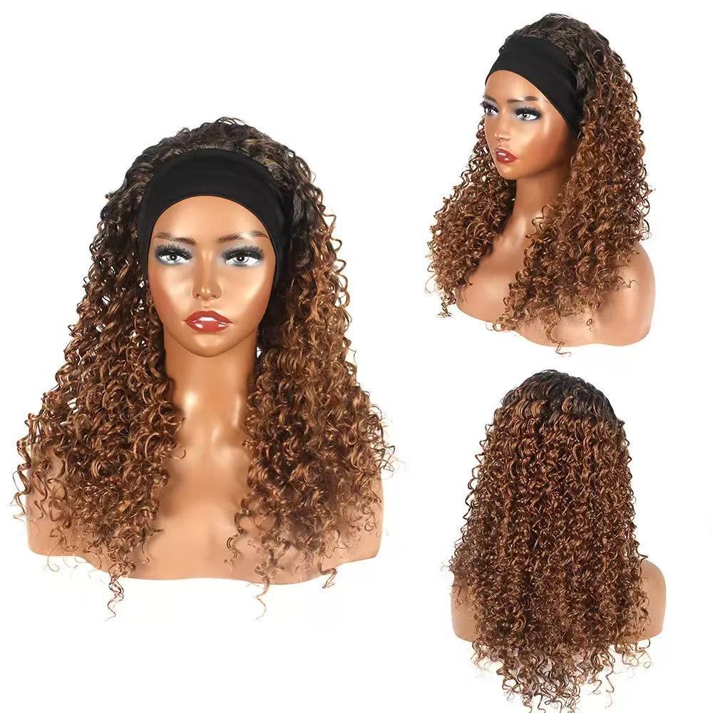 Peluca con diadema y rizos africanos